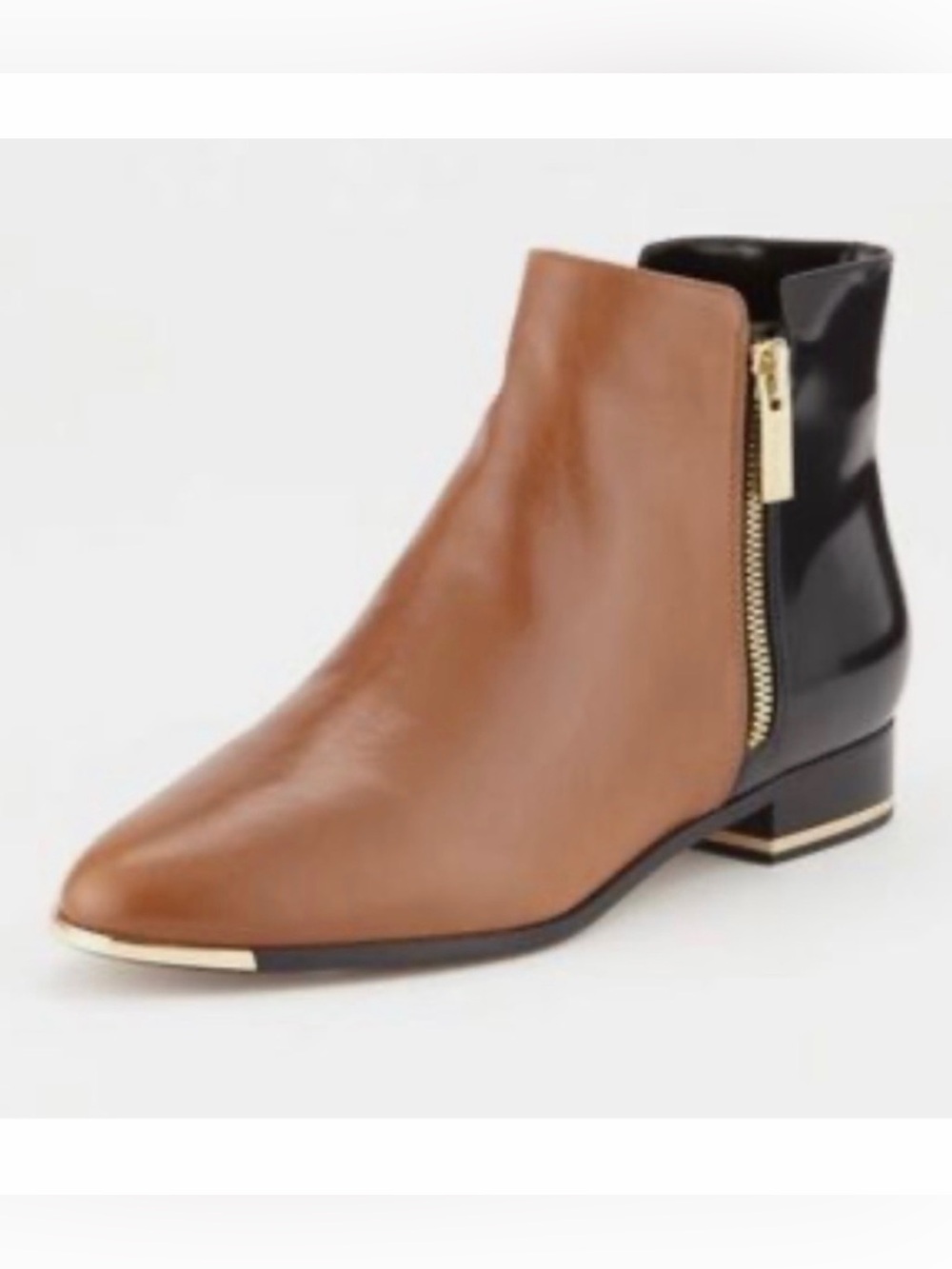 Michael Kors Black And Camel Two Toned Leather Ankle Boots Size 6